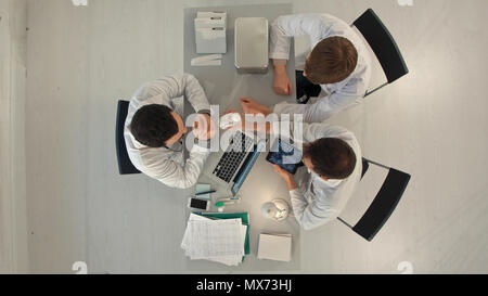 Timelapse Hospital, medical education, health care, people and medicine concept - group of happy doctors with tablet pc computers meeting at medical o Stock Photo