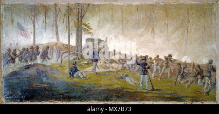 . English: Library of Congress painting, http://memory.loc.gov/master/pnp/cph/3b50000/3b52000/3b52400/3b52464u.tif TITLE: Scene behind the breastworks on Culps Hill, morning of July 3rd 1862 CALL NUMBER: DRWG/US - Forbes, no. P07 (D size) [P&P] REPRODUCTION NUMBER: LC-USZC4-958 (color film copy transparency) LC-USZ62-8378 (b&w film copy neg.) RIGHTS INFORMATION: No known restrictions on publication. MEDIUM: 1 painting : oil. CREATED/PUBLISHED: [between 1865 and 1895] CREATOR: Forbes, Edwin, 1839-1895, artist. NOTES: Gift, J.P. Morgan, 1919 (DLC/PP-1919:R1.1.289) Forms part of: Civil War drawin Stock Photo