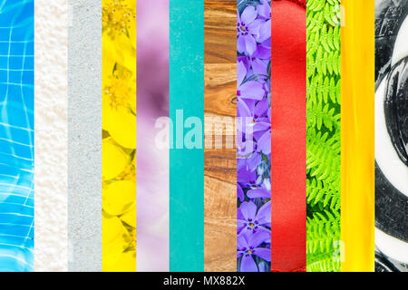 collage of different colors with mixture of textures and backgrounds Stock Photo