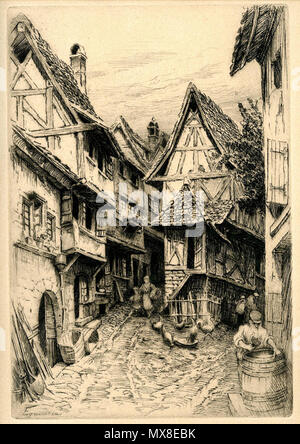 . Français : Eguisheim - gravure de Charles Pinet (format 19,5 x 28 cm) . 7 December 2013, 17:42:34. Charles Pinet 181 Eguisheim Stock Photo