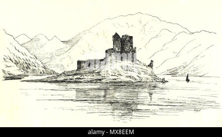 .     This file was uploaded with Commonist.  English: Sketch of Eilean Donan from The Castellated and Domestic Architecture of Scotland, by MacGibbon and Ross. 1899. MacGibbon and Ross 181 Eilean Donan sketch 1889