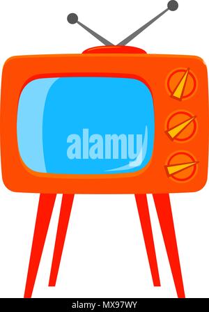 Colorful cartoon retro tv on high stand Stock Vector