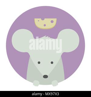 Animal set. Portrait in flat graphics - Mouse Stock Vector