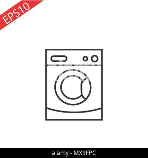 Symbol of Washing Machine Thin line Icon of Home Appliances. Stroke Pictogram Graphic for Web Design. Quality Outline Vector Symbol Concept. Premium M Stock Vector