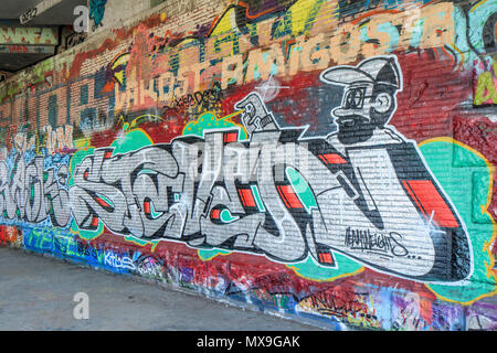 ANTWERP MAY 9 2018. Graffiti on brick wall. Antwerp has