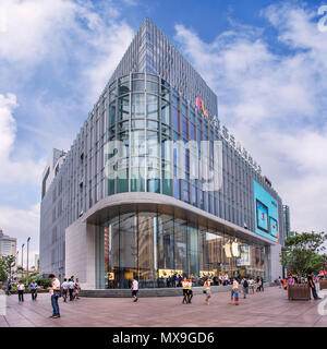 SHANGHAI-JUNE 5, 2014. Apple flag store in Nanjing East Road. Apple saw an increase in iPhone sales thanks to the newly-released iPhone 8. Though, rev Stock Photo