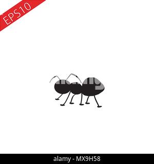 Cartoon Ant Insect Bug stylized black silhouette vector icon Eps 10. Stock Vector