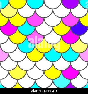Mermaid scales. Traditional white ad pink Japanese seamless pattern. Pink soft colored fish squama. Stock vector	 Stock Vector