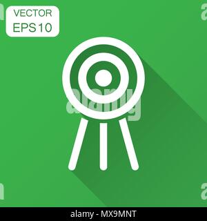 Target aim vector icon in flat style. Darts game illustration with long shadow. Dartboard sport target concept. Stock Vector