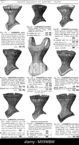 . Français : Comptoir des Corsets No. 30 Dansk: forretningsafdeling no. 30 med korsetter. circa 1890. Anonymous 252 Grands Magasins du Louvre - Paris - 34 Stock Photo