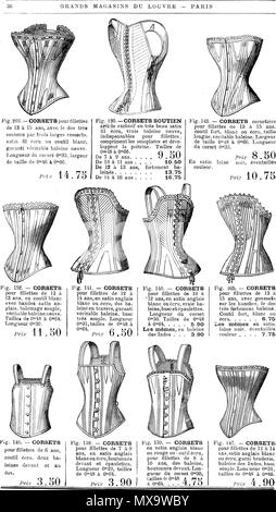. Français : Comptoir des Corsets No. 30 Dansk: forretningsafdeling no. 30 med korsetter. circa 1890. Anonymous 252 Grands Magasins du Louvre - Paris - 36 Stock Photo