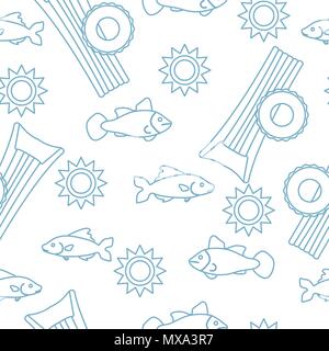 Seamless pattern with inflatable mattress, inflatable circle. Summer leisure. Stock Vector