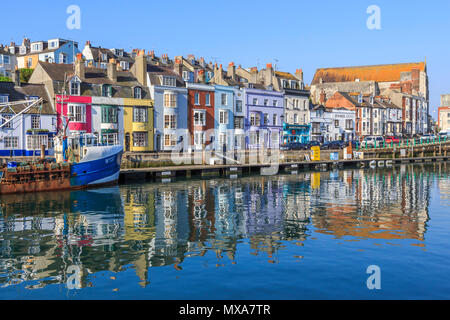 weymouth harbour and holiday seaside town , dorset, england, south coast, great britain, uk, gb,eu Stock Photo