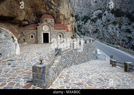 Agios Nikolaos church in Kotsifou canyon on the Crete island, Greece Stock Photo