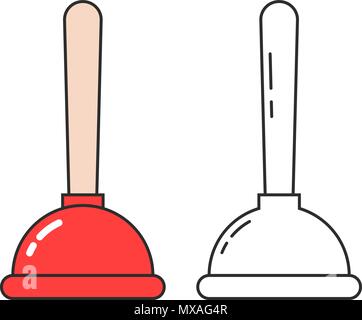two thin line plunger icon Stock Vector