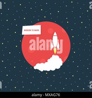 mission to mars with red planet Stock Vector