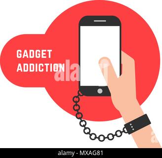 gadget addiction with phone and chain Stock Vector