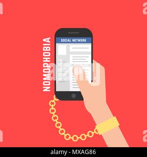 addiction from gadget with cellphone Stock Vector