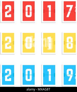 scoreboard year numbers from 2017 to 2019 Stock Vector