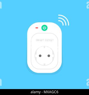 white smart power socket icon Stock Vector