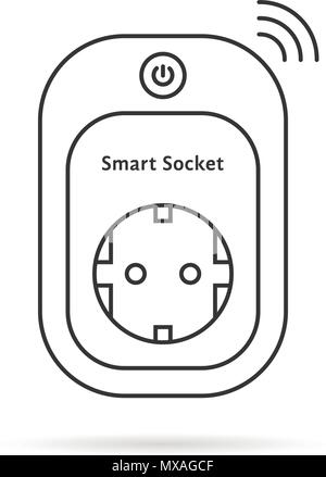 thin line smart power socket Stock Vector