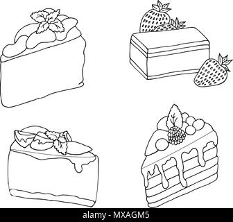 vector illustration of various cakes and pastries isolated on white. Stock Vector