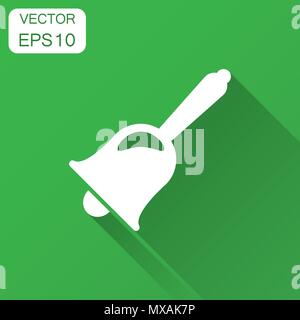 Bell alarm vector icon in flat style. Bell jingle illustration with long shadow. Gong business concept. Stock Vector