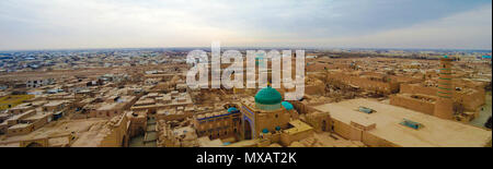 Aerial panorama view to Khiva old city in Uzbekistan Stock Photo