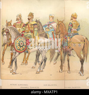 . Fanciful ahistorical representation of several notable 10th-century Byzantine generals: Nicolas Alonsianos, Johannes Tsimisces, Leon Ballantes, Michael Bourtzes. Drawing from Vinkhuijzen Collection of Military Costume Illustration. before 1910. The collection assembled by H. J. Vinkhuijzen (1843-1910). See: [2] 321 Johannes Tsimisces Vinkhuijzen Stock Photo