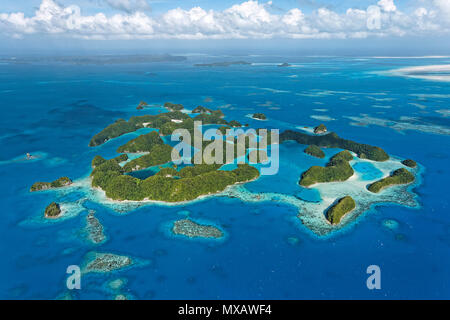 Luftaufnahme von den Rock islands, Palau, Mikronesien, Asien | Aerial view of Rock islands, Palau, Micronesia, Asia Stock Photo