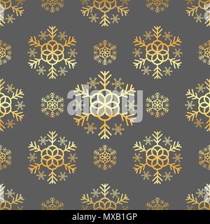 Christmas dark seamless pattern with gold vintage snowflakes and stars and balls vector EPS 10 Stock Vector