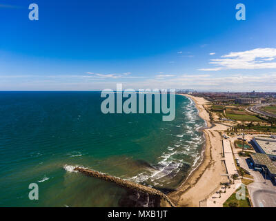 Aerial view of the beach of Alboraya near in the city of Valencia. Spain Stock Photo