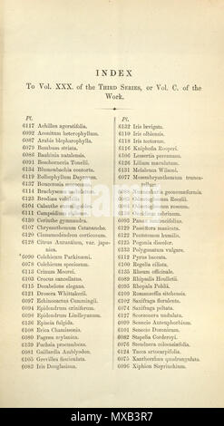 . Index . 1874. Joseph Dalton Hooker (1817—1911) 296 Index - Curtis' 100 (Ser. 3 no. 30) (1874) Stock Photo