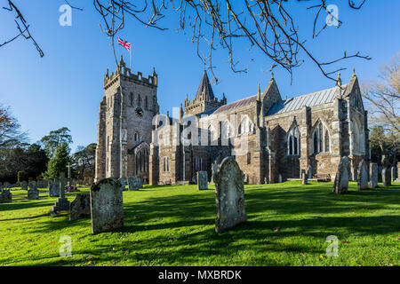 St Marys Church from the south east in Ottery St Mary, Devon, UK taken on 12 November 2017 Stock Photo