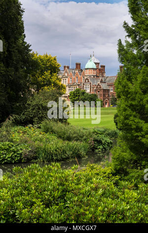 Sandringham house and west lawn, Built in 1870 a classic Victorian architecture, Norfolk, England, UK