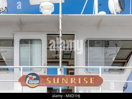 detail image of the South Ferry in Shelter Island, NY Stock Photo
