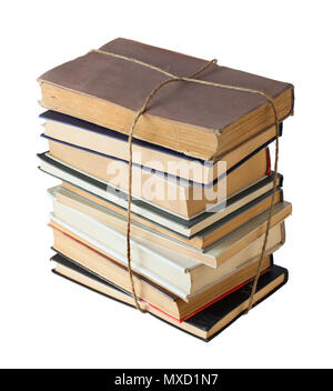 A stack of old books isolated on wihte background. Stock Photo
