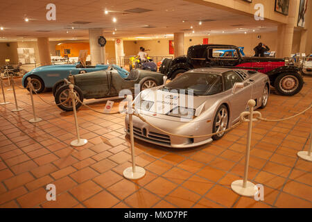 Monaco Top Cars Collection automobile museum, Bugatti cars, Exhibition of HSH The Prince of Monaco's Vintage Car Collection Stock Photo