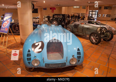 Monaco Top Cars Collection automobile museum, 1936 Bugatti type 57G 'Tank', the Exhibition of HSH The Prince of Monaco's Vintage Car Collection Stock Photo