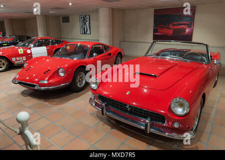 Ferraris Monaco Top Cars Collection automobile museum, exhibition of HSH The Prince of Monaco's Vintage Car Collection Stock Photo