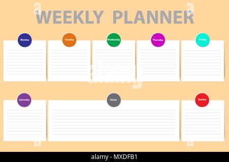 Generic Weekly Chart Weekly planner with a chart for notes and white charts for each day of ...