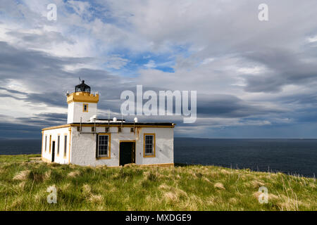 The Lighthouse at Ducansby Head in Caithness, Scotland. The farthest port by road from Lands End on the British mainland. 20 May 2018 Stock Photo