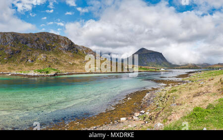 Coastline south of Ramberg, Lofoten Islands, Norway. Stock Photo