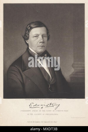 . Edward King (1794-1873) . Contemporary portrait. Engraving by Henry S. Wagner (fl. 1850), after a painting by Montgomery P. Simons (1817-1877) 329 JudgeEdwardKing Stock Photo