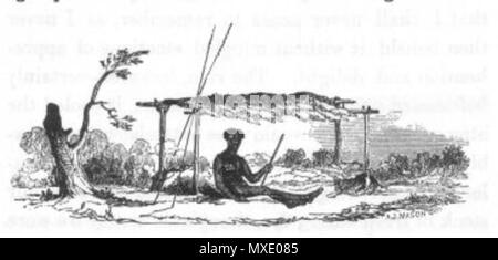 . This is an illustration entitled 'Native habitation' from Volume 1 of John Lort Stokes' 1846 book Discoveries in Australia. 1846. John Lort Stokes 439 Native habitation (Discoveries in Australia) Stock Photo
