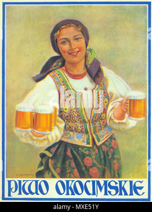 . Polski: Reklama piwa OKOCIM wg projektu Piotra Stachiewicza English: Advertising OKOCIM beer, designed by Peter Stachiewicz . before 1 September 1939. Piotr Stachiewicz, copy by Wuhazet - Henryk Żychowski 454 Okocim Stock Photo