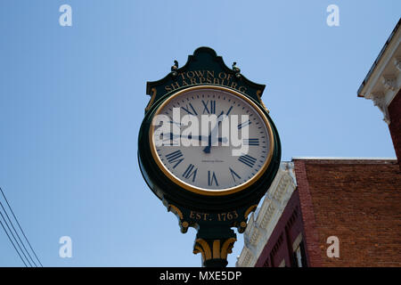 Sharpsburg, MD, USA - May 24, 2018: The Town Clock in Sharpsburg, a quaint and historic town, known for its proximity to Antietam, the site of a major Stock Photo