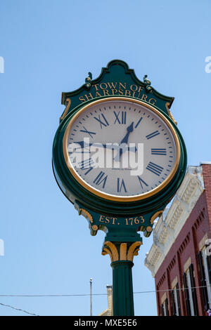Sharpsburg, MD, USA - May 24, 2018: The Town Clock in Sharpsburg, a quaint and historic town, known for its proximity to Antietam, the site of a major Stock Photo