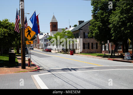 Sharpsburg, MD, USA - May 24, 2018: The main street of Sharpsburg is a quaint and historic town, known for its close proximity to Antietam, the site o Stock Photo