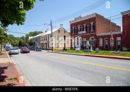 Sharpsburg, MD, USA - May 24, 2018: The main street of Sharpsburg is a quaint and historic town, known for its close proximity to Antietam, the site o Stock Photo